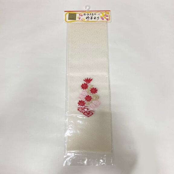++お子様用　半襟+++和/正絹 地模様(花)　刺繍　白色/七五三　着物 3歳祝い着に /...