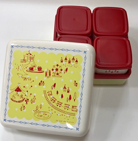 ★★本州送料無料★★日本製★【ファミリーサイズ】ランチボックスセット　/保存容器クリーム(YE）　お弁当箱　おべんとうばこ　ランチBOXf