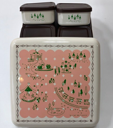 残り1点/訳あり現品価格/★日本製★【ファミリーサイズ】ランチボックスセット(PK)ピンク×ショコラ お弁当箱 おべんとうばこ 保存容器ランチBOXf