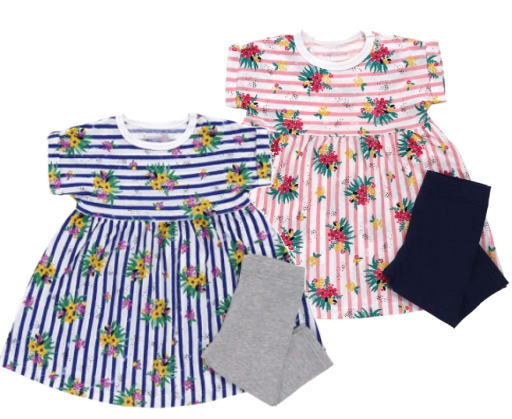 ★★【ampersand】ワンピース型 ワンマイルウェアアンパサンド ピンク/ネイビー半袖ワンピース+レギンス7分丈