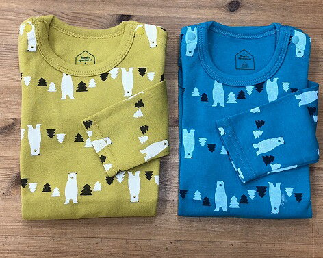 【Wonder　apartment×petit　sucre】長袖ボディシャツ　総柄×ベア70-80cm/80-90cm2段階調節可能/かわいい/赤ちゃん/プチギフトギフト - 2