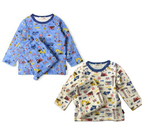 Rakuten - 送料込み Kids Foret (キッズフォーレ) 働く車柄キルトパジャマ 【あったか　パジャマ】秋冬におすすめ/ブルー柄