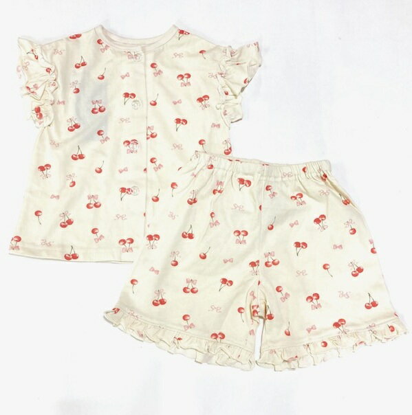 アンパサンド 前あき ひんやり 半袖パジャマ　/さくらんぼ柄/前開きボタン【接触冷感】【ひんやり】