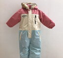 【Jolly Jury】防寒着 /撥水加工ジャンプスーツ ピンク/サックス/無地切り替え【足丈 袖丈 調節可能タイプ】スノーウエア女の子/100cm/110cm/120cm/ポリエステルオックス/首元あたたかフリース/無地/スノーコンビ/