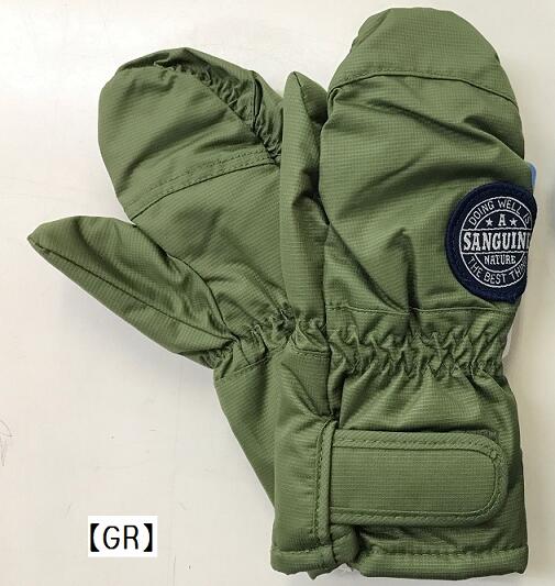 Gloves - 残りわずか★送料込★【KID BOW】 雪国仕様　手袋 スノーグローブ　てぶくろエステルオックス　耐水圧2000　撥水加工手袋グリーン/ネイビー/ワッペン　Sサイズ　Мサイズ　ミトンタイプS55851
