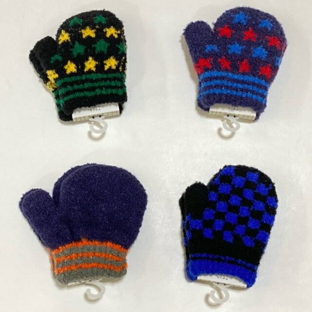 【ポスト投函送料無料】日本製　のびのびミトン　手袋星柄/無地/格子柄　マシュマロタッチ　てぶくろ男..