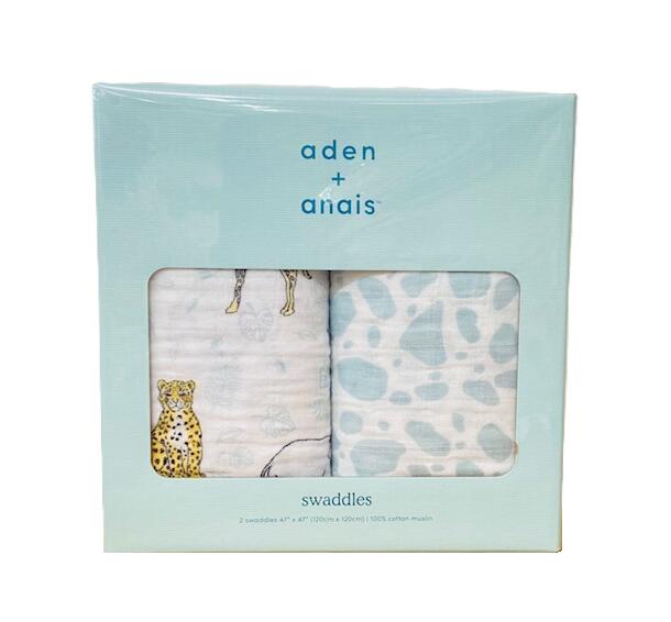 【Aden & Anais】モスリンコットン100％スワドル 2P/ジャングル/ギフトBOX入り/プレウォッシュ加工洗濯可/清潔/上品/お宮参り/退院/抱っこアイテム/正規代理店商品/エイデンアンドアネイ