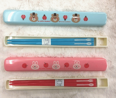 【おすすめ♪】【日本製】【DECOLE】はし＆ケースセット　　幼稚園/小学校/遠足/お弁当/ブルーのみハシ先・滑りとめ付