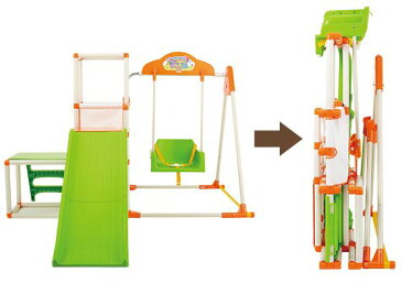 再入荷しました!本州のみ送料無料商品おりたたみロングスロープキッズパークSPコンパクト収納/滑り台2WAY/鉄棒/ジャングルジム/ブランコ