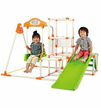 再入荷しました!本州のみ送料無料商品おりたたみロングスロープキッズパークSPコンパクト収納/滑り台2WAY/鉄棒/ジャングルジム/ブランコ