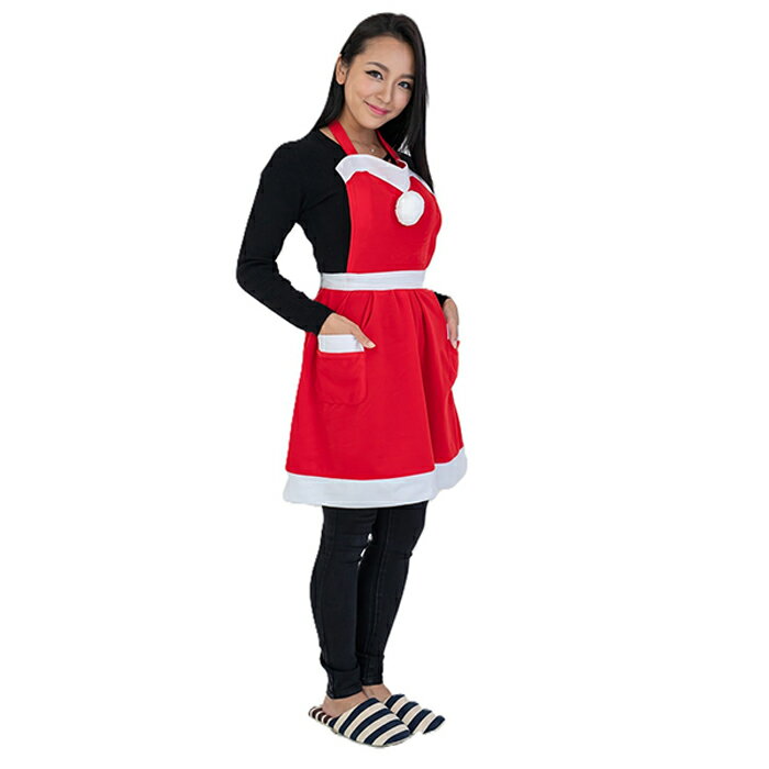 クリスマス サンタ エプロン コスプレ 衣装 レディース 可愛い おしゃれ 家事 キッチン 料理 ギフト プレゼント 飾り 撮影 パーティー【サンタエプロン】