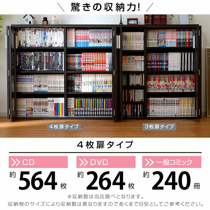 ★ポイント2倍★キャビネット 4枚扉 扉付 オシャレ 本棚 省スペース 収納力 シンプル 可動棚 おしゃれ 棚 ラック キャビネット書棚 薄型 スリム モダン 絵本棚 大容量 カフェ風 コミック収納 ガラス扉 収納棚 収納ボックス 木製 ディスプレイラック 棚 北欧 カフェ風