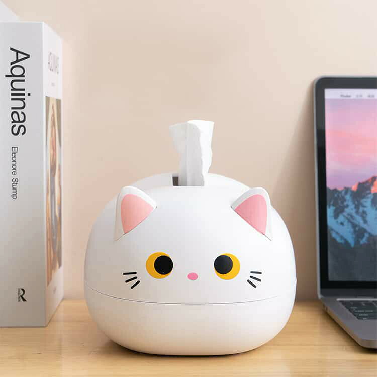 ENT-SELECTの大容量 ティッシュカバー ティッシュ箱 ティッシュケース 可愛い 猫型 ティッシュケース おしゃれ ねこ 動物 インテリア ペーパー収納 卓上 滑り止め コンパクト｜アングル2