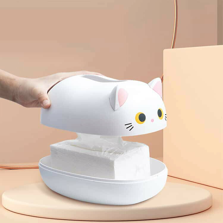 ENT-SELECTの大容量 ティッシュカバー ティッシュ箱 ティッシュケース 可愛い 猫型 ティッシュケース おしゃれ ねこ 動物 インテリア ペーパー収納 卓上 滑り止め コンパクト｜アングル3