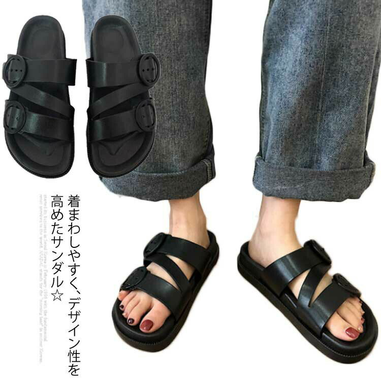 Rakuten - サンダル ビーチサンダル サマーサンダル ブラック 痛くない ストラップサンダル レディース 楽ちん 痛くない