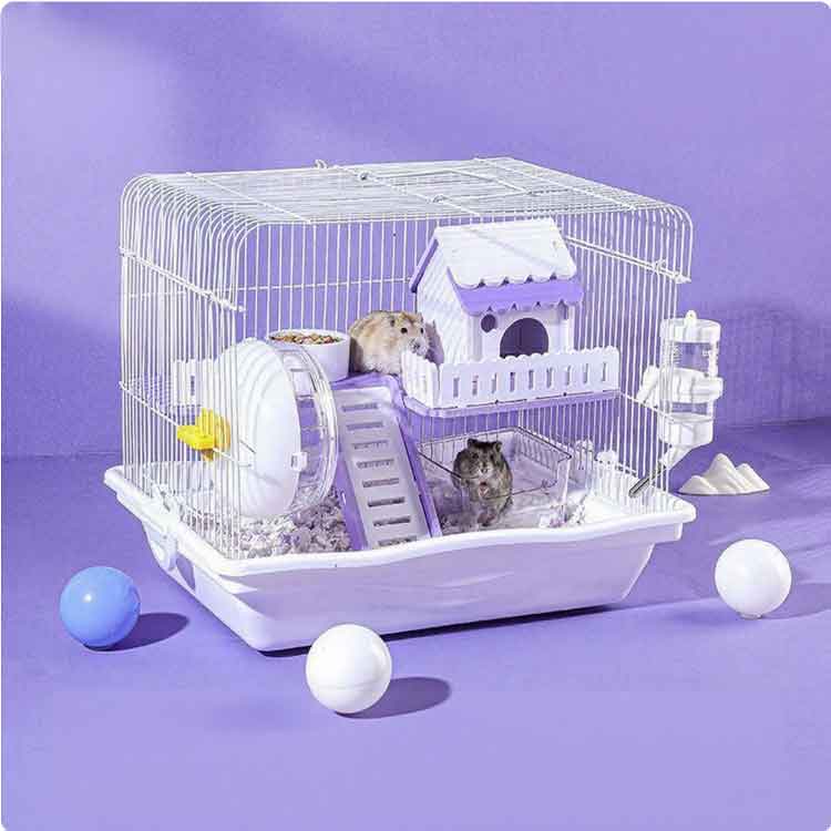 ENT-SELECTの8セット 大きい ハムスターケージ ハムスターハウス 小屋 2階 小動物 ケージ 飼育かご ハムスターケージ 通気性抜群 広い お家 回し車 エサ皿 給水ボウル 組立簡単 玩具シーソ 持ち運び 小動物 大型 小動物 爬虫類｜アングル2