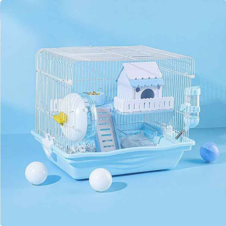 ENT-SELECTの8セット 大きい ハムスターケージ ハムスターハウス 小屋 2階 小動物 ケージ 飼育かご ハムスターケージ 通気性抜群 広い お家 回し車 エサ皿 給水ボウル 組立簡単 玩具シーソ 持ち運び 小動物 大型 小動物 爬虫類｜アングル3