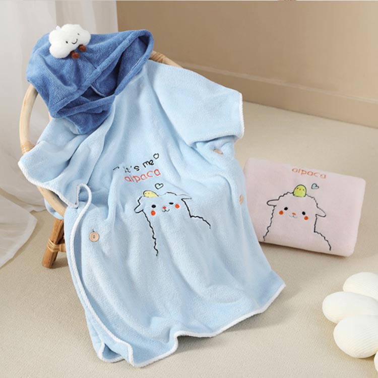 ENT-SELECTのガーゼタオル ピンク かわいい 女の子 バスローブ キッズ フード付き バスタオル 男の子 ポンチョタオル リバーシブル キッズバスタオル プール お昼寝 バスタオル 海 海水浴 ベビー タオル キッズ 赤ちゃん お風呂｜アングル3
