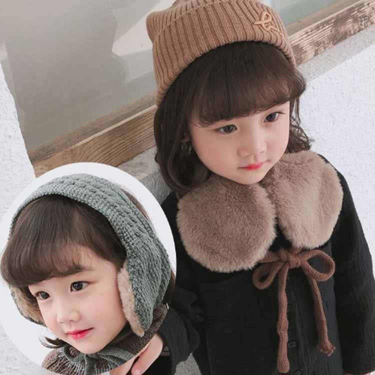 イヤーマフ マフラー 通学 女の子 男の子 可愛い 秋冬 防寒 耳あて ヘアバンド 紐...