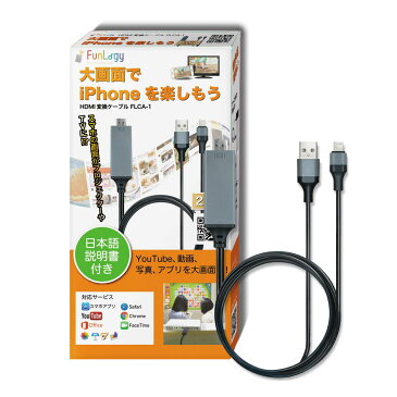 【送料無料 あす楽】 FunLogy HDMI変換ケーブル | iphone スマホ スマートフォン アイフォン HDMIケーブル 2m ライトニング ipad 充電 iOS11対応 ビジネス オフィス 結婚式 披露宴 2次会 余興 ホームシアター