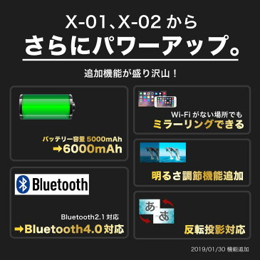 【マラソン限定P10倍】【楽天5冠達成!】 FunLogy モバイルプロジェクター X-03 | プロジェクター プロジェクタ 小型プロジェクター モバイル スマホ 1000 ルーメン ブラック HDMI 対応 高画質 DLP iphone アイフォン iOS11 軽量 コンパクト USB ホームシアター