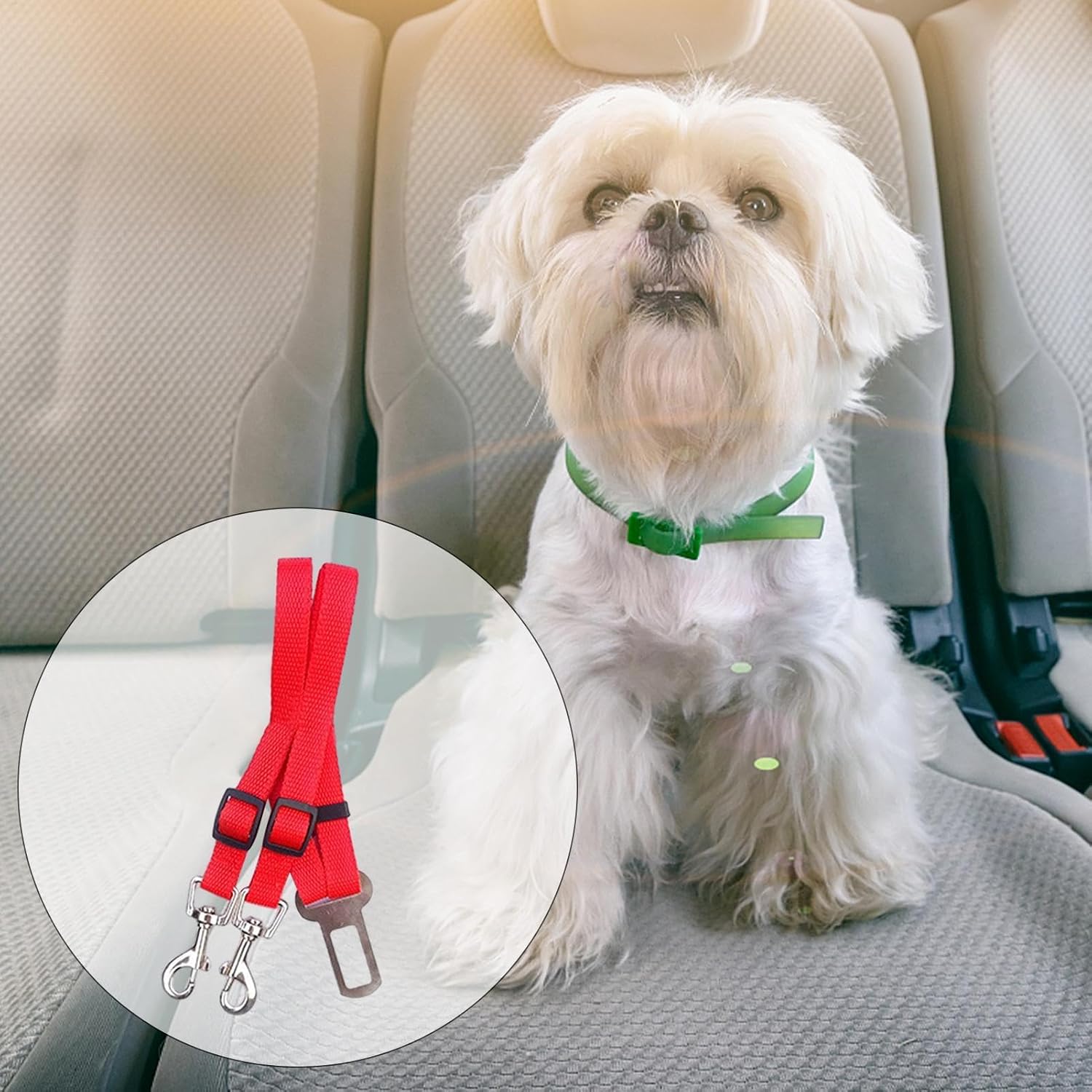 Entiesのペット用 シートベルト 犬 猫 動物 車 移動 調節可能な犬のリードカー用品車用犬用安全ベルト,調節可能な犬用多機能安全ベルト | 耐摩耗性犬用シートベルト、ユーザーフレンドリーな車両用ペットアクセサリー｜アングル2