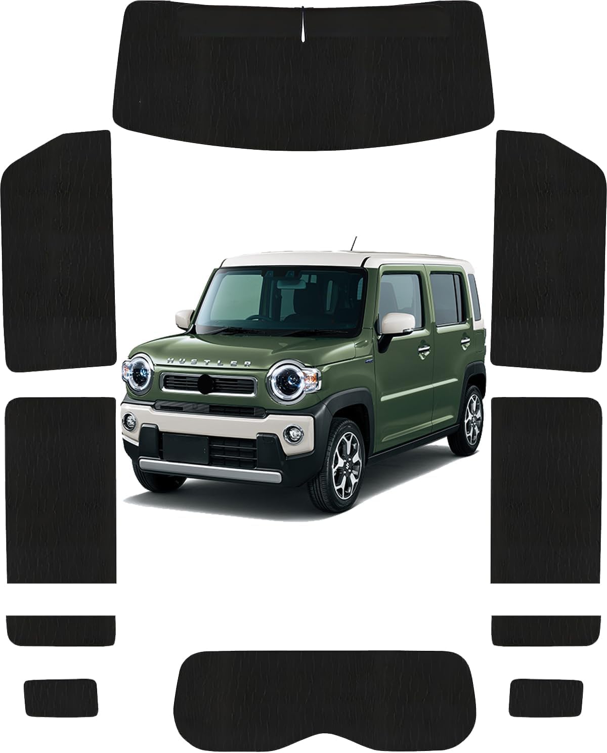 Rakuten - 【スズキ ハスラー MR52S MR92S 専用】サンシェード全面 フルセット 車中泊 日除け 断熱 UVカット 専用アクセサリー車中泊 ブラックメッシュサンシェード ハスラー MR52S MR92S 車種専用 プライバシー保護 暑さ対策 車用 仮眠 UVカット 盗難防止 日除け 取付簡単