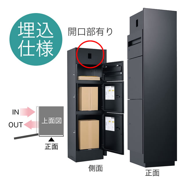 Rakuten - ユニソン ユニットウォール Mies ミース 埋込仕様 インターホン対応（開口有り） 右開きタイプ ブラック（正面）