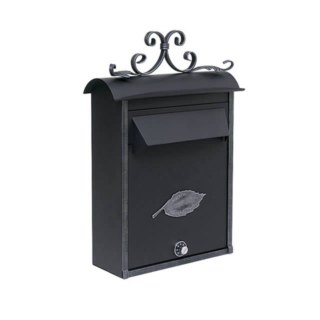 オンリーワン 郵便ポスト ノーヴルポスト NL1-P19 前入れ前出し ダイヤル錠付き 黒艶消し+シルバー古美仕上げ