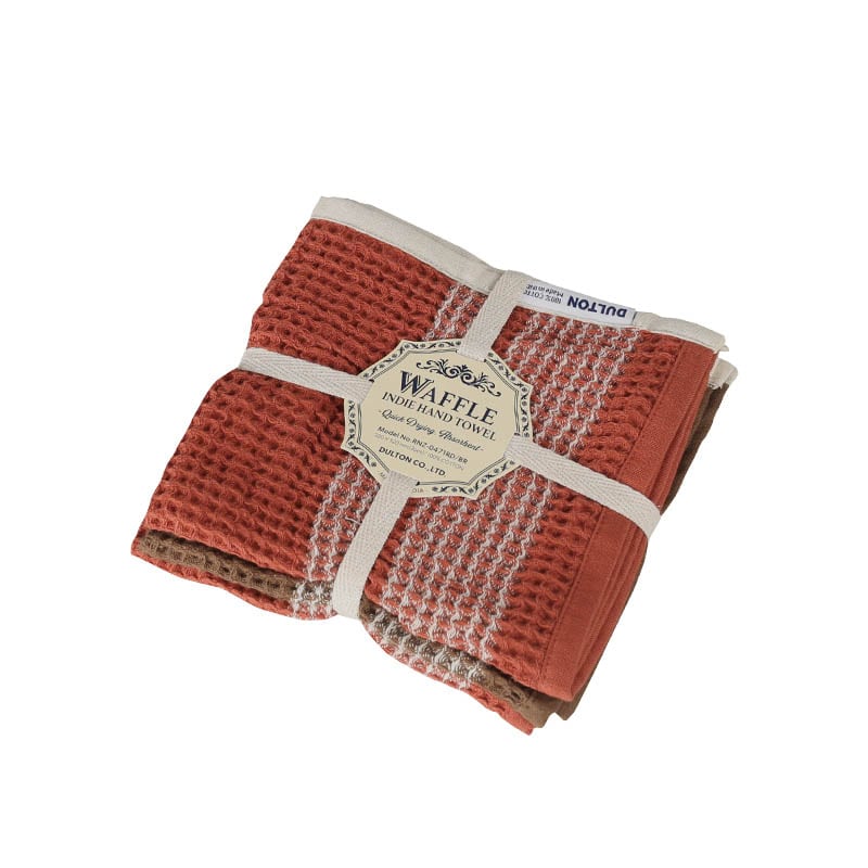 ダルトン DULTON ワッフル インディー ハンド タオル セット オブ 3 WAFFLE INDIE HAND TOWEL SET OF 3 RED&BROWN RNZ-0471RD/BR