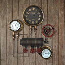 時計 温度計 湿度計 温湿度計 Steampunk Wall clock Black ウォールクロック スームパンク 壁掛け レトロ ヴィンテージ クラッシック ボイラー室 スチームメーター 蒸気機関 バックトゥーザフューチャー ギフト 父の日 クリスマス 新生活 bcl