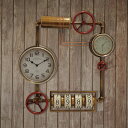 時計 温度計 湿度計 ウォールクロック Steampunk Wall clock with ダイアル White スームパンク 壁掛け 温湿度計 レトロ ヴィンテージ クラッシック ボイラー室 スチームメーター 蒸気機関 バックトゥーザフューチャー ギフト クリスマス