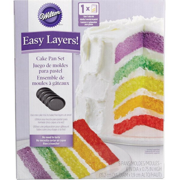 Wilton 6インチレイヤードラウンドパン 5PC 手作りお菓子 ケーキ 誕生日 ウィルトン Easy Layers 5-Piece Layer Cake Pan Set