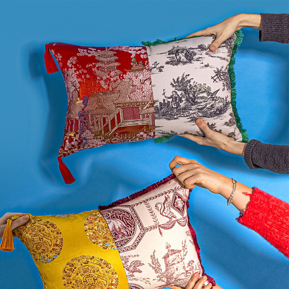 Rakuten - 【正規輸入品】 SELETTI HYBRID セレッティ ハイブリッド クッション PIRRA 西洋 東洋 和洋折衷 金継ぎ ボーンチャイナ ポーセリン 装飾 インテリア イタリア ソファ リビング ベッド 寝室 コレクション