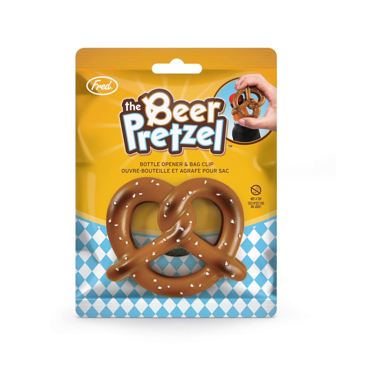 Fred ビアプレッツェル ボトルオープナー&クリップ フレッド 食品サンプル そっくり 栓抜き バッグ スナッククリップ 収納 保存 保管 ポテトチップス スナック 雑貨 キッチン 便利 プレゼント ギフト ユニーク おもしろ