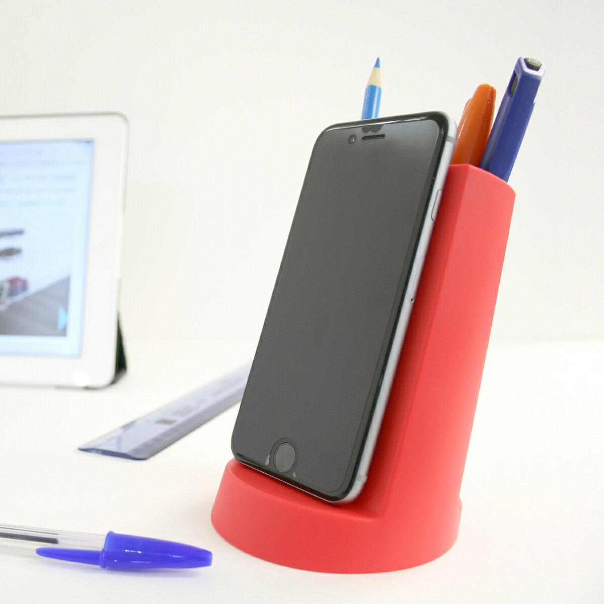 J-me オーガナイザー lean tidy レッド 収納 ケース 小物 タブレット スマホ ペン 文房具 リモコン収納 ダイニング テーブル周り 収納グッズ 収納アイテム 大人気 ベストセラー シンプル ステーショナリー 文具