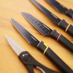 VIDA/ノンスティックコーティングブラックナイフ4個セット＆シザーセット|ノンスティックコーティングナイフナイフセット包丁