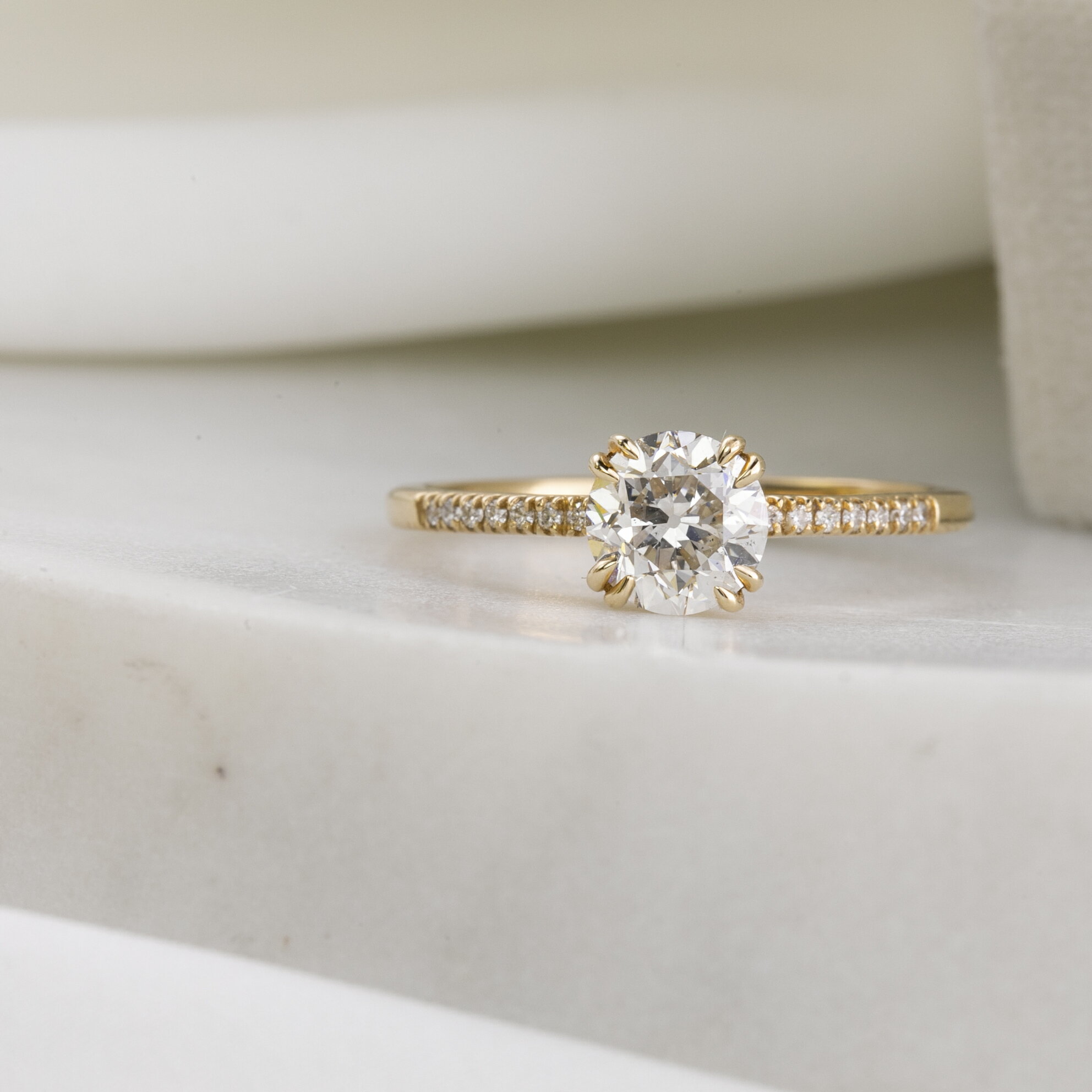 【サブリナ・リング】オールドマインカット ダイヤモンドリング 天然ダイヤモンド 1ct ラウンド 14K イエローゴールド