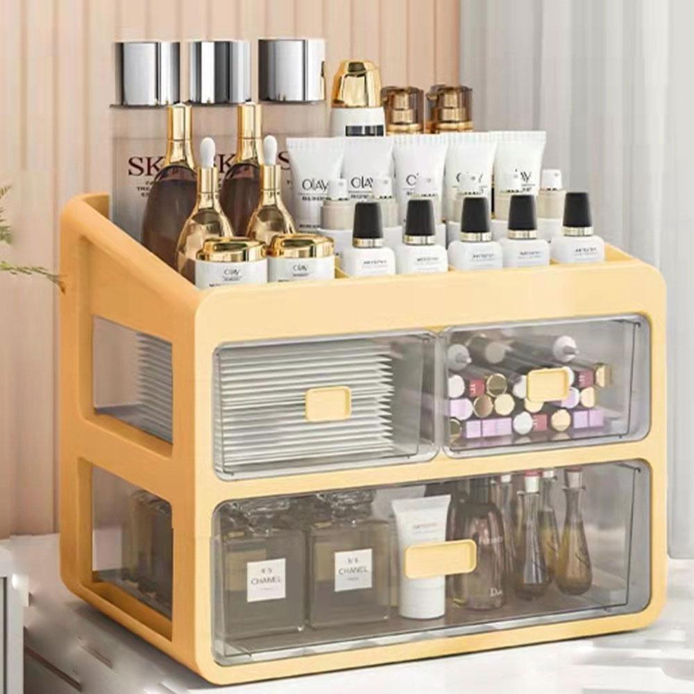 卓上収納ケース 引き出し 収納ボックス 文房具 デスク収納 書類ケース 化粧品収納ボックス メイクボックス 卓上収納 整理 小物入れ 防塵 透明 大容量 組立不...