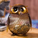 フクロウ風クラフトメタルコインボックス、貯金箱 動物の置物 クリエイティブ 飾りウェディングギフト ご家庭の装飾に 鉄