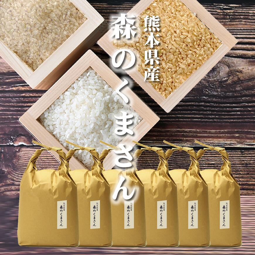 九州のお米 森のくまさん [特A米]熊本県産 30kg[5kg×6][令和5年産] 玄米、胚芽米、分づき米、白米。分つき米は健康米。コシヒカリとヒ..