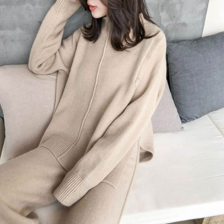 ガウチョパンツ 秋冬 上下2点セット レディース ニットセットアップ ニット ゆった...