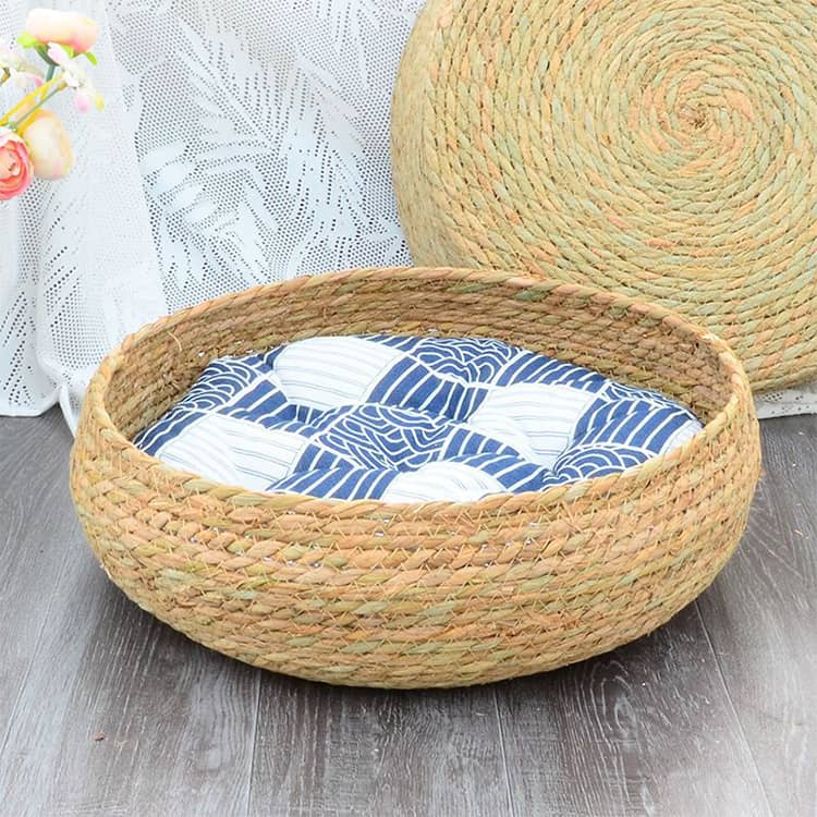冷感 ラタン ペット用品 小型犬 ペットマット 3サイズあり ペットベッド 手編み ラ...