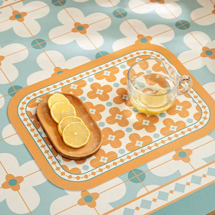 撥水 ランチョンマット ランチョンマット 食卓 2枚セット 花柄 PUレザー 耐熱 フラ...
