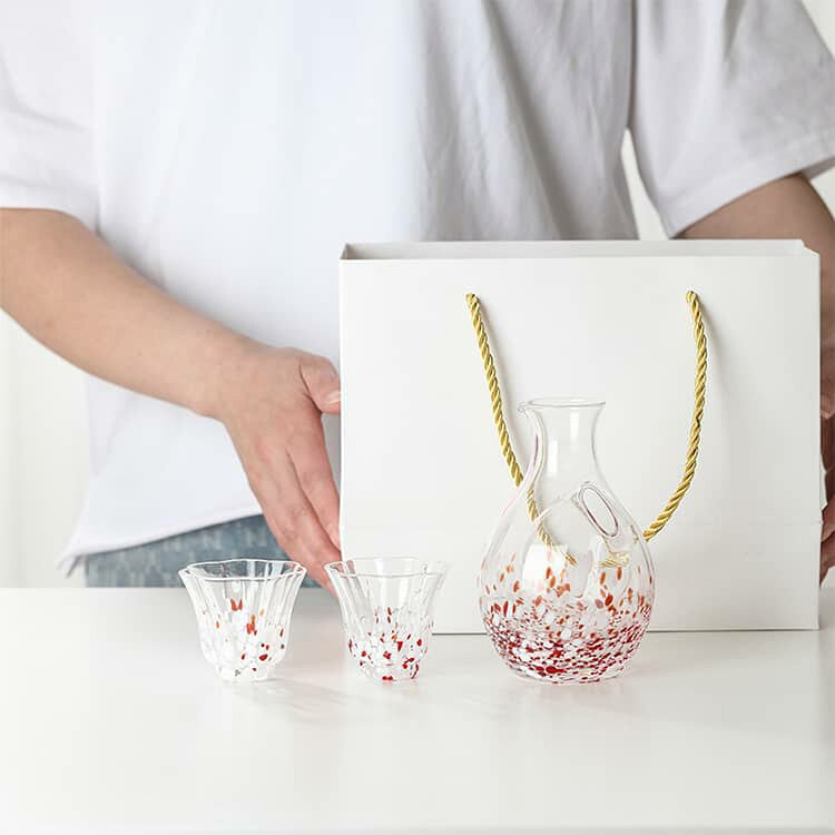 家飲み 【3点セット】 インテリア ガラス ぐい呑み 酒器 徳利 手作り おちょこ 冷...