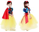 白雪姫風　プリンセスドレス　子供用　スカートふんわり　5層構造　マント、カチューシャ、ステッキ　4点セット