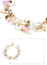 ヘアアクセサリーヘッドドレス子供花冠ヘッドアクセサリーカチューシャフラワーカチューシャフラワーモチーフ髪飾り子供髪飾りビジューパールリボン立体フラワー結婚式発表会ピアノ発表会七五三プレゼント
