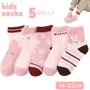 子供 靴下 くつした キッズ ソックス 女の子 5足セット ピンク ウサギ ハート ストライプ かわいい ガーリー パステルカラー 柔らかい 普段使い 洗い替え おしゃれ ギフトプレゼント(SKA-14)