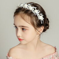ヘアアクセサリー ピアノ 発表会 ヘッドドレス 子供 髪飾り レディース 女の子 キッズ 花 薔薇 リボン フォーマル ヘアアクセ ホワイト パール ラインストーン ティアラ カチューシャ 結婚式 ブライダル ウエディング 写真撮影 (HC37)