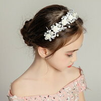 ヘアアクセサリー ピアノ 発表会 ヘッドドレス 子供 髪飾り レディース 女の子 キッズ 花 薔薇 リボン フォーマル ヘアアクセ ホワイト パール ラインストーン ティアラ カチューシャ 結婚式 ブライダル ウエディング 写真撮影 (HC37)